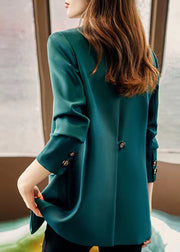 Casual Green Peter Pan Collar Patchwork Cotton Coats Spring