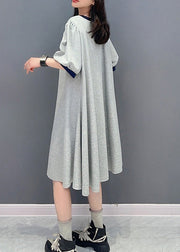 Casual Grey O-Neck Graphic Print Maxi Dress Summer