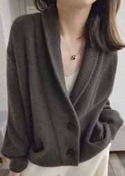 Casual Grey V Neck Chunky Oversized Knit Cardigans Spring