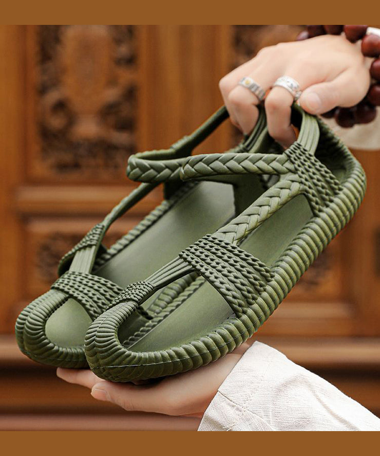 Casual Hollow Out Splicing Sandals Army Green