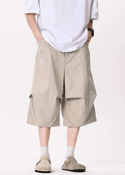 Casual Khaki Asymmetrical Pockets Patchwork High Waist Men Pants