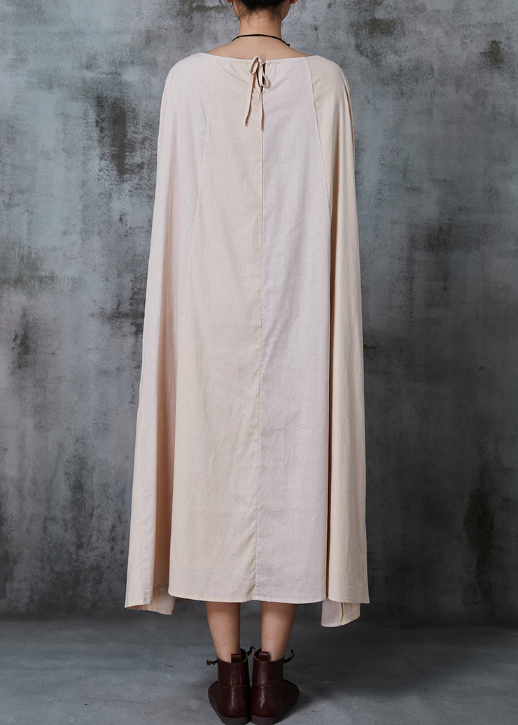 Casual Khaki Oversized Patchwork Cotton Dress Summer