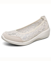 Casual Lace Wedge Heels White Women Splicing Suede