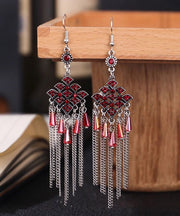 Casual Lake Blue Stainless Steel Zircon Tassel Drop Earrings