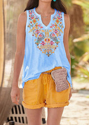 Casual Light Yellow Ethnic Style Top Womens T Shirt Vest