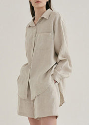 Casual Linen Shirts And Shorts Two Pieces Set Summer