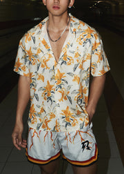 Casual Loose Print Short Sleeved Shirt Men's Summer Thin Style