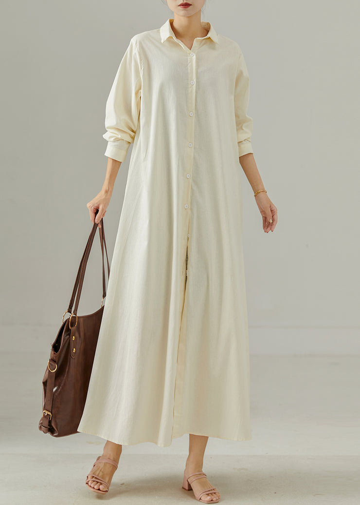 Casual Milk White Oversized Cotton Shirt Dresses Spring