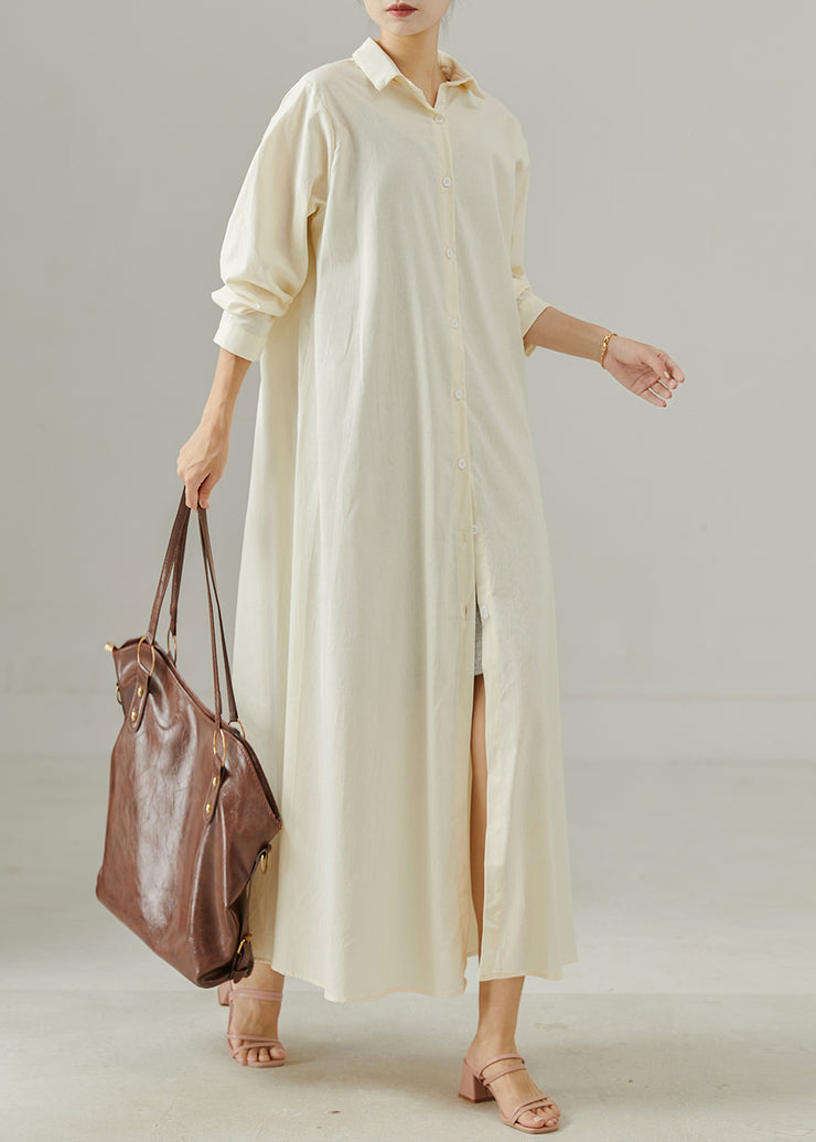 Casual Milk White Oversized Cotton Shirt Dresses Spring