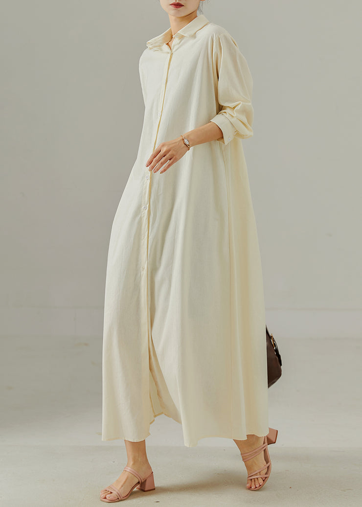 Casual Milk White Oversized Cotton Shirt Dresses Spring