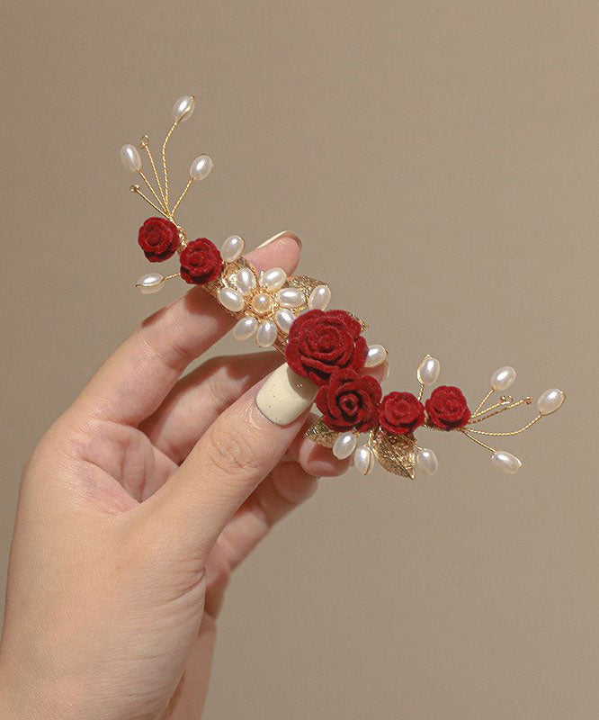 Casual Mulberry Alloy Pearl Rose Hairpin