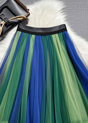 Casual Multicolor Exra Large Hem Tulle Pleated Skirt Fall