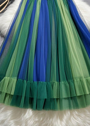 Casual Multicolor Exra Large Hem Tulle Pleated Skirt Fall