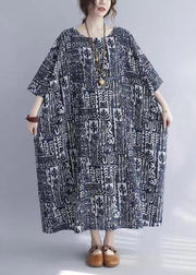 Casual O-Neck Print Long Dress Half Sleeve