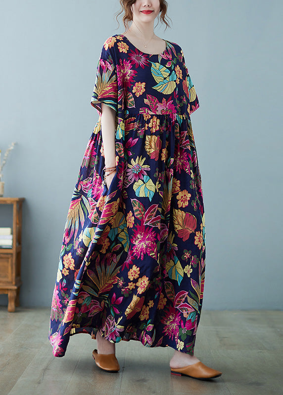 Casual Patchwork Print Holiday Long Dress Summer