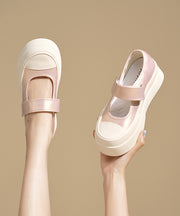 Casual Pink Buckle Strap Splicing Platform Flat Feet Shoes