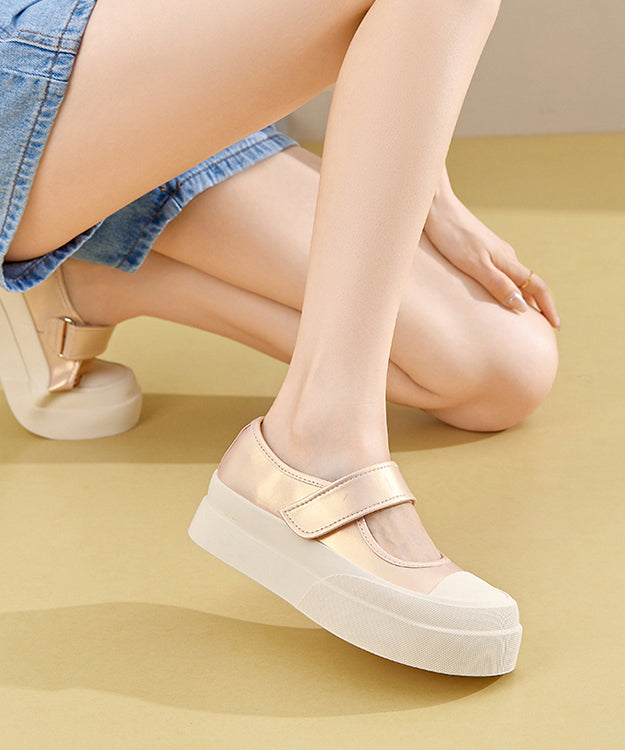 Casual Pink Buckle Strap Splicing Platform Flat Feet Shoes