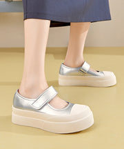 Casual Pink Buckle Strap Splicing Platform Flat Feet Shoes