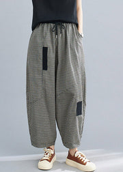 Casual Plaid Tie Waist Lantern Pants Summer