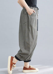 Casual Plaid Tie Waist Lantern Pants Summer