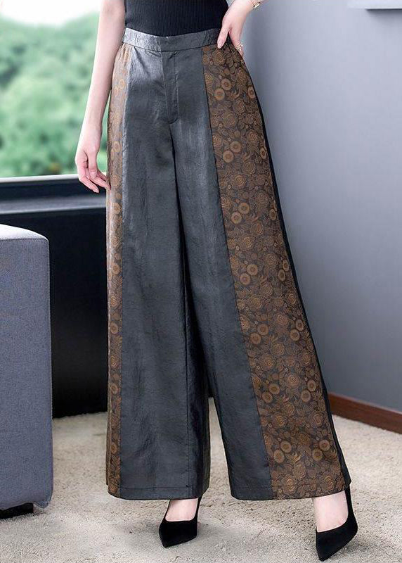 Casual Print High Waist Wide Leg Pants Fall