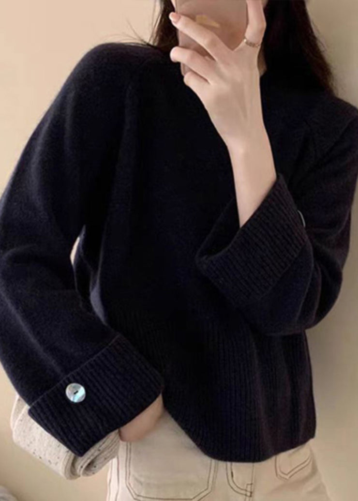 Casual Purple O-Neck Cozy Cotton Knit Sweater Top Fall