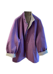 Casual Purple Stand Collar Wear On Both Sides Cotton Jacket Spring