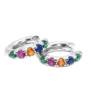 Casual Rainbow Sterling Silver Zircon Hoop Earrings