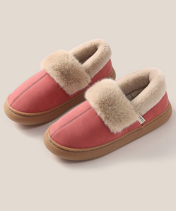 Casual Red Fuzzy Wool Lined Comfy Flat Feet Shoes