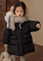 Casual Red Patchwork Pockets Fur Collar Detachable Kids Down Coats Winter