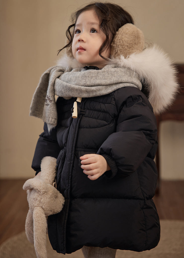 Casual Red Patchwork Pockets Fur Collar Detachable Kids Down Coats Spring