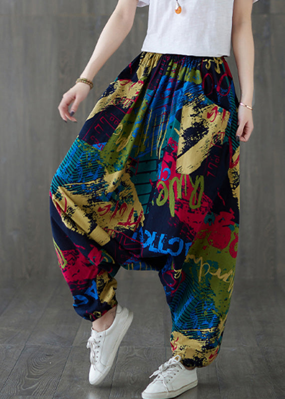 Casual Red Print Tie Waist Wide Leg Pants