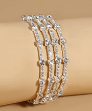 Casual Silk Sterling Silver Alloy Zircon Multilayer Bangle