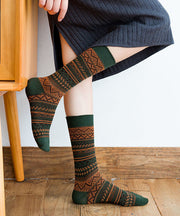 Casual Striped Thick Cotton Mid Calf Socks