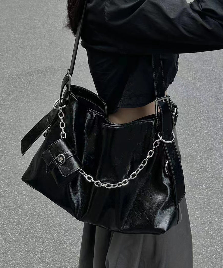 Casual Versatile Black Large Capacity Chain Crossbody Bag