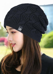 Casual Versatile Black Warm Fleece Knit Boonie Hat