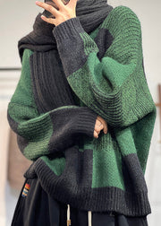 Casual Versatile Green O Neck Thick Knit Sweaters Fall