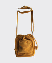 Casual Versatile Yellow Drawstring Canvas Messenger Bag