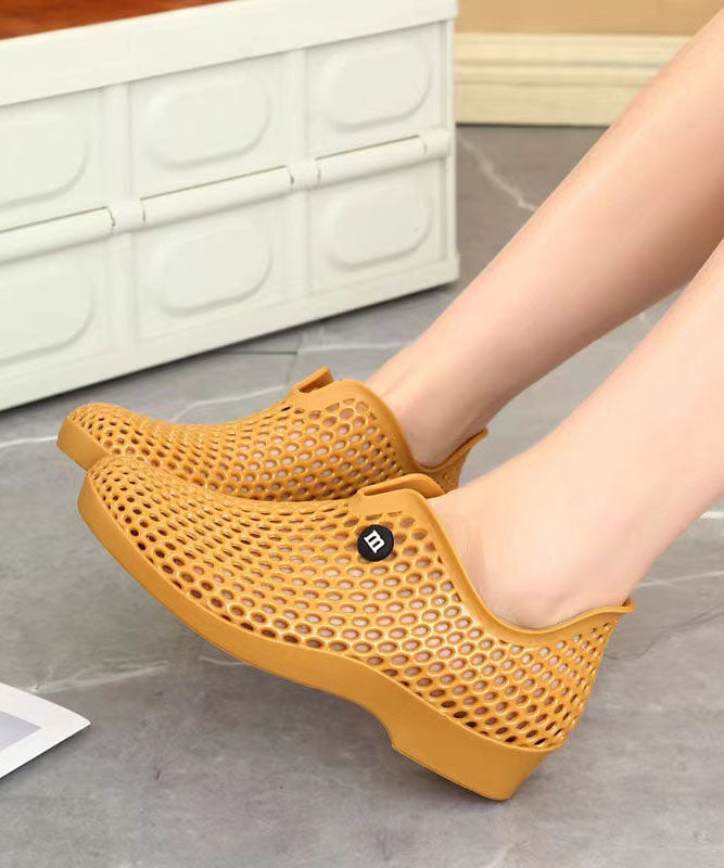 Casual Versatile Yellow Hollow Out Walking Sandals
