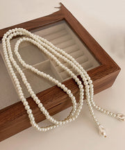 Casual White Alloy Pearl Beading Gratuated Bead Necklace