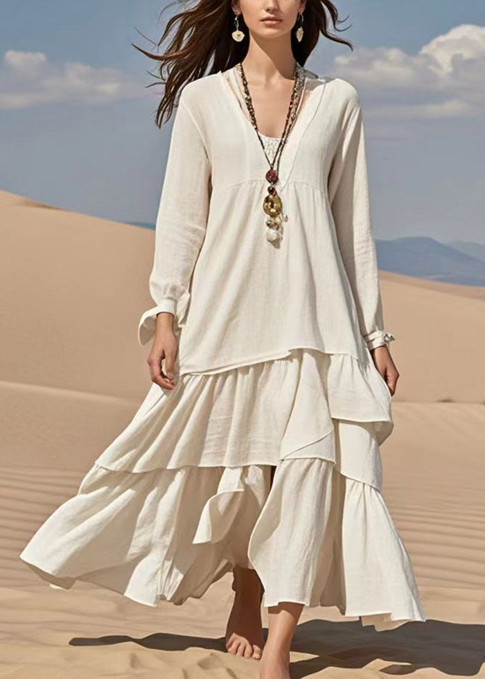 Casual White Oversized Exra Large Hem Cotton Ankle Dress Spring