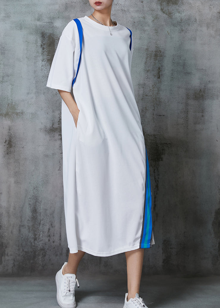 Casual White Oversized Patchwork Cotton Long Dresses Summer