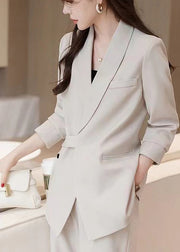 Casual White Spandex Coats Asymmetrical Spring