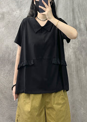 Casual Yellow Green Square Collar Ruffled Patchwork T Shirt Summer