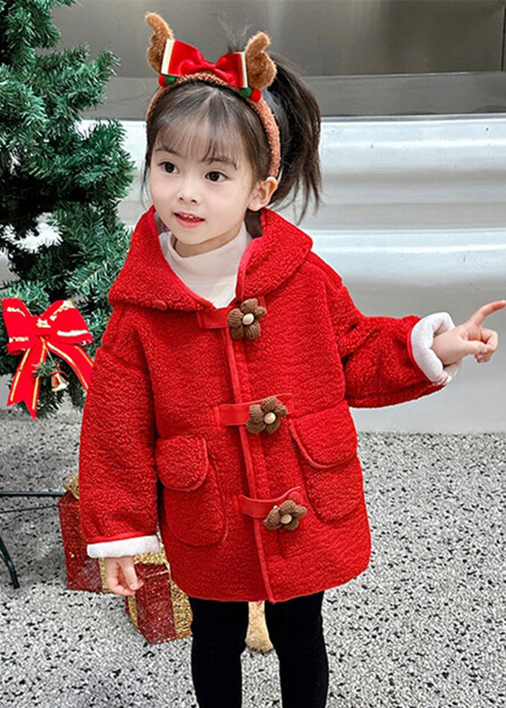 Casual Yellow Patchwork Button Faux Fur Warm Fleece Girls Hooded Coats Winter