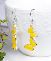 Casual Yellow Sterling Silver Beeswax Butterfly Drop Earrings