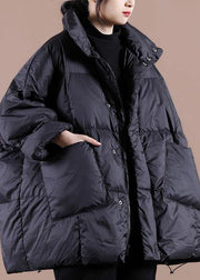Lässige Kleidung in großen Größen Damen Parka Jacken schwarz Stehkragen Große Taschen Daunenmantel Winter