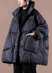 Lässige Kleidung in großen Größen Damen Parka Jacken schwarz Stehkragen Große Taschen Daunenmantel Winter