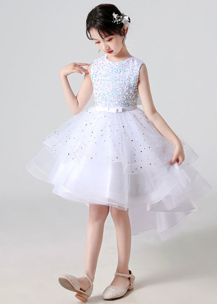 Champagne Tulle Patchwork Girls Princess Dress O Neck Summer