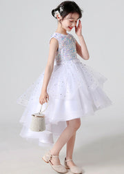 Champagne Tulle Patchwork Girls Princess Dress O Neck Summer